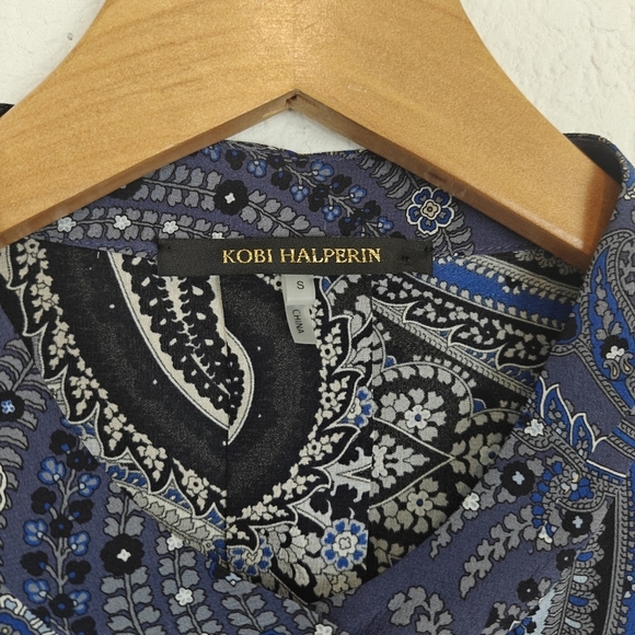 Kobi Halperin Bronson Paisley-Print Silk Button Up Long Sleeves Blouse Size SM - Picture 11 of 16